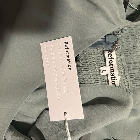 With Tags Reformation Celadon Green Westerly Tie Strap Maxi Dress Size 6 - Picture 8 of 11